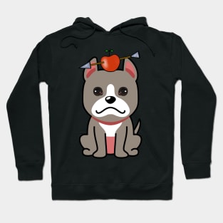 Cute grey dog has an apple and arrow on head Hoodie